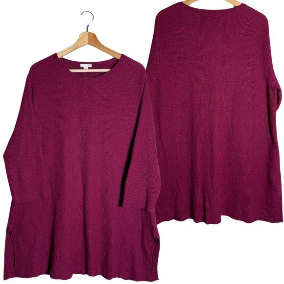 J. Jill Wool Knit Sweater Pullover Tunic Women's XL Purple Oversized Comfy Soft - Picture 1 of 13